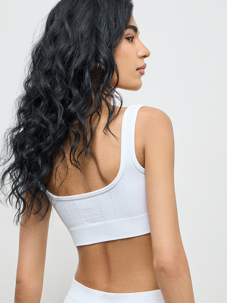 Superstar White Knit-Textured Seam-Free Padded Bra
