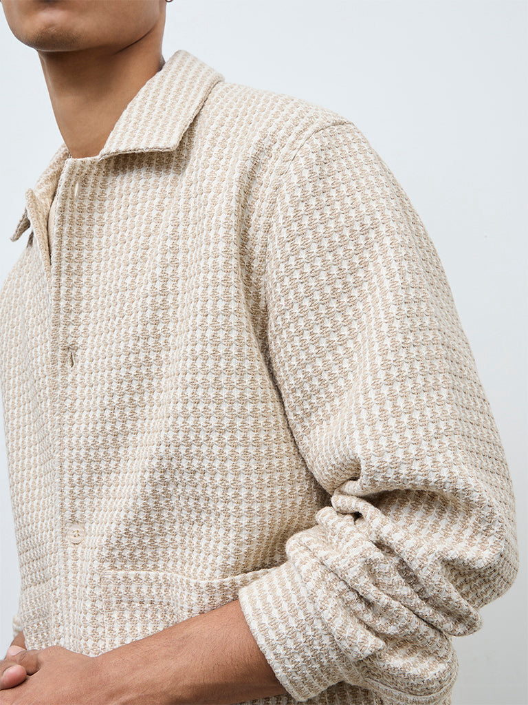 ETA Beige Embroidered Relaxed-Fit Cotton Jacket