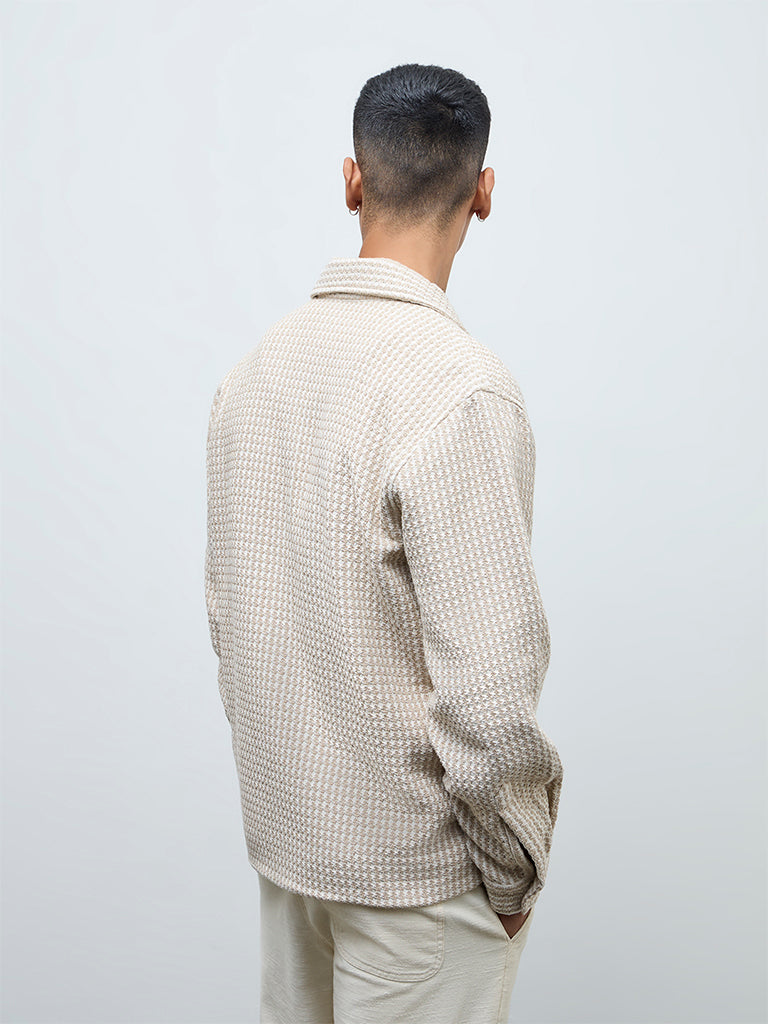 ETA Beige Embroidered Relaxed-Fit Cotton Jacket