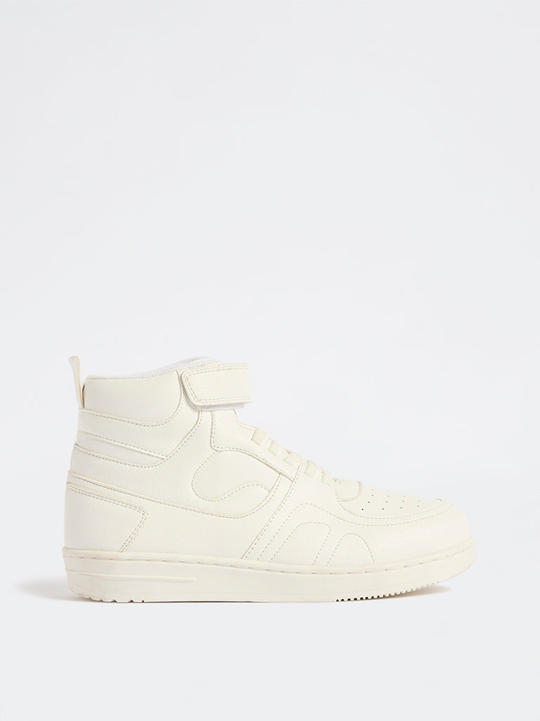 Yellow White Perforated High-Top Sneakers