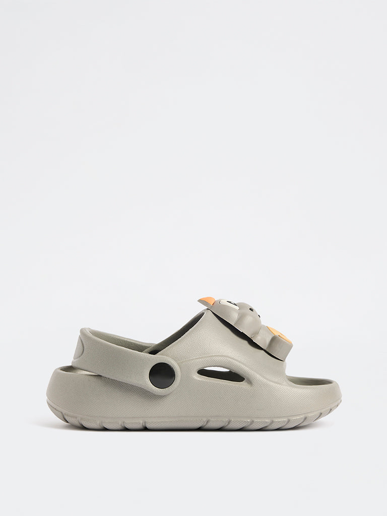 Yellow Grey Applique-Detailed Clogs