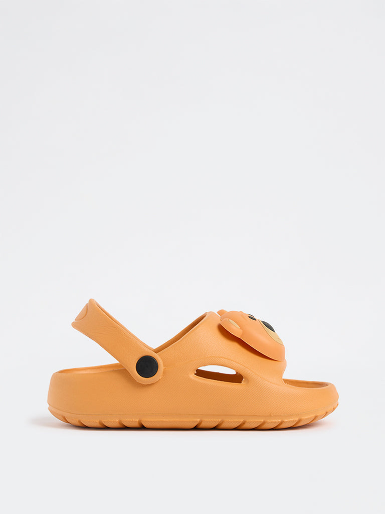 Yellow Orange Bear-Applique Clogs