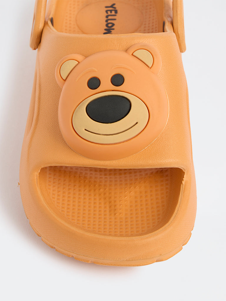 Yellow Orange Bear-Applique Clogs