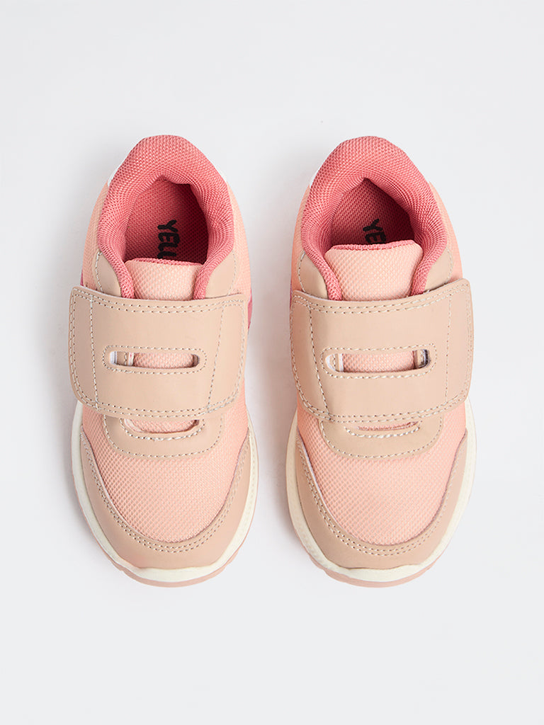Yellow Pink Mesh Detailed Velcro Sneakers