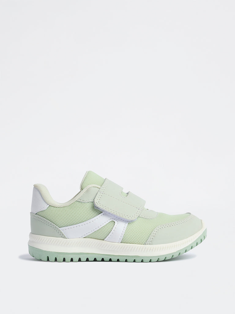 Yellow Sage Mesh-Detailed Strap-On Sneakers