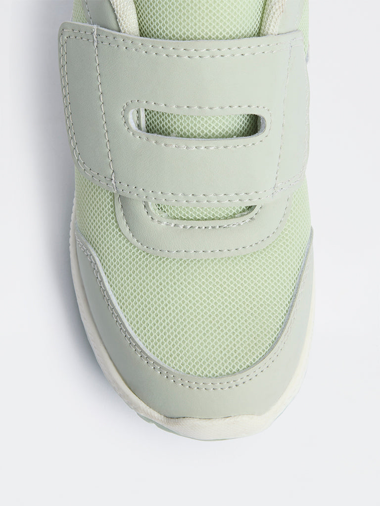 Yellow Sage Mesh-Detailed Strap-On Sneakers