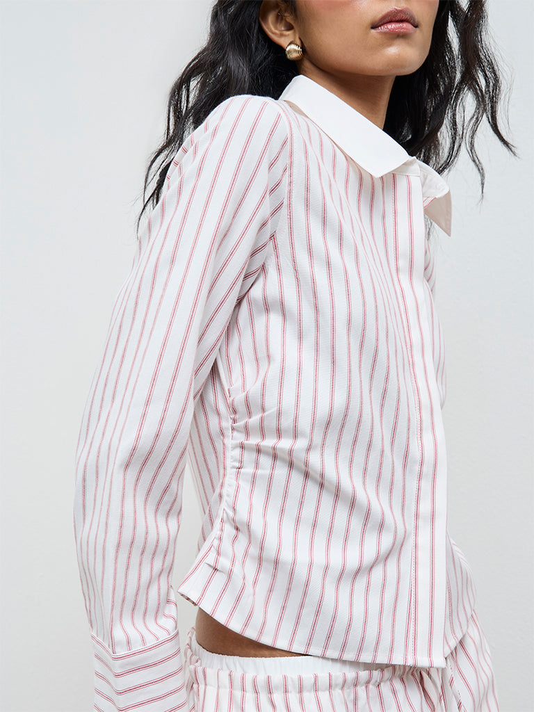 Nuon Red Striped Cotton Shirt
