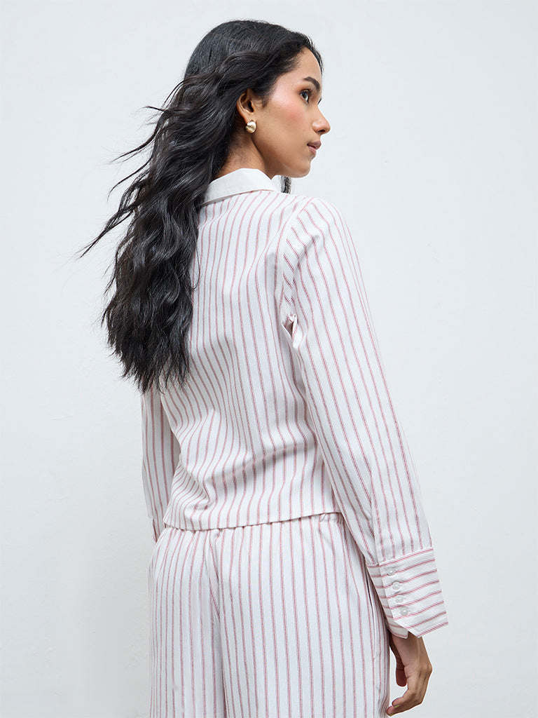 Nuon Red Striped Cotton Shirt