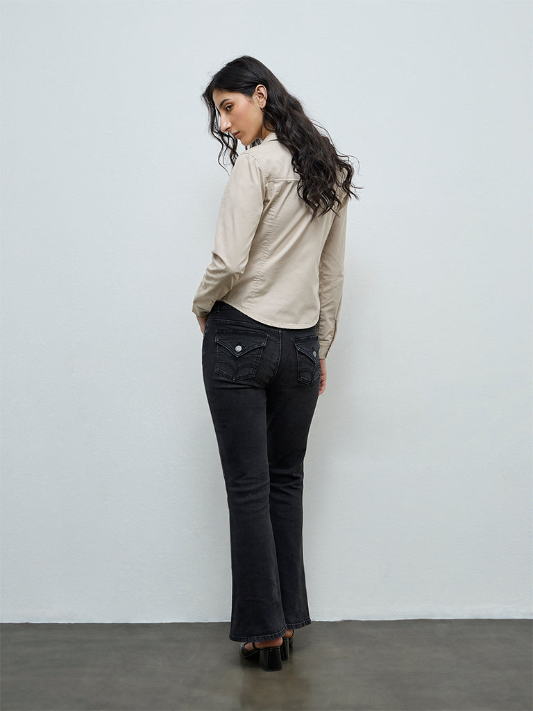 Nuon Black High-Rise Bootcut Jeans