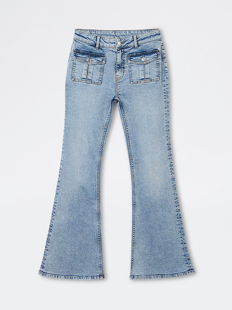 Nuon Light Blue Faded High-Rise Jeans