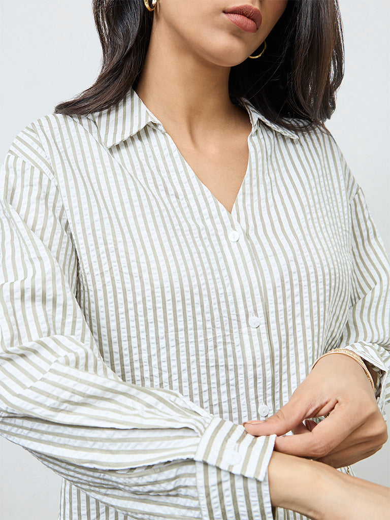 LOV Olive Striped Shirt