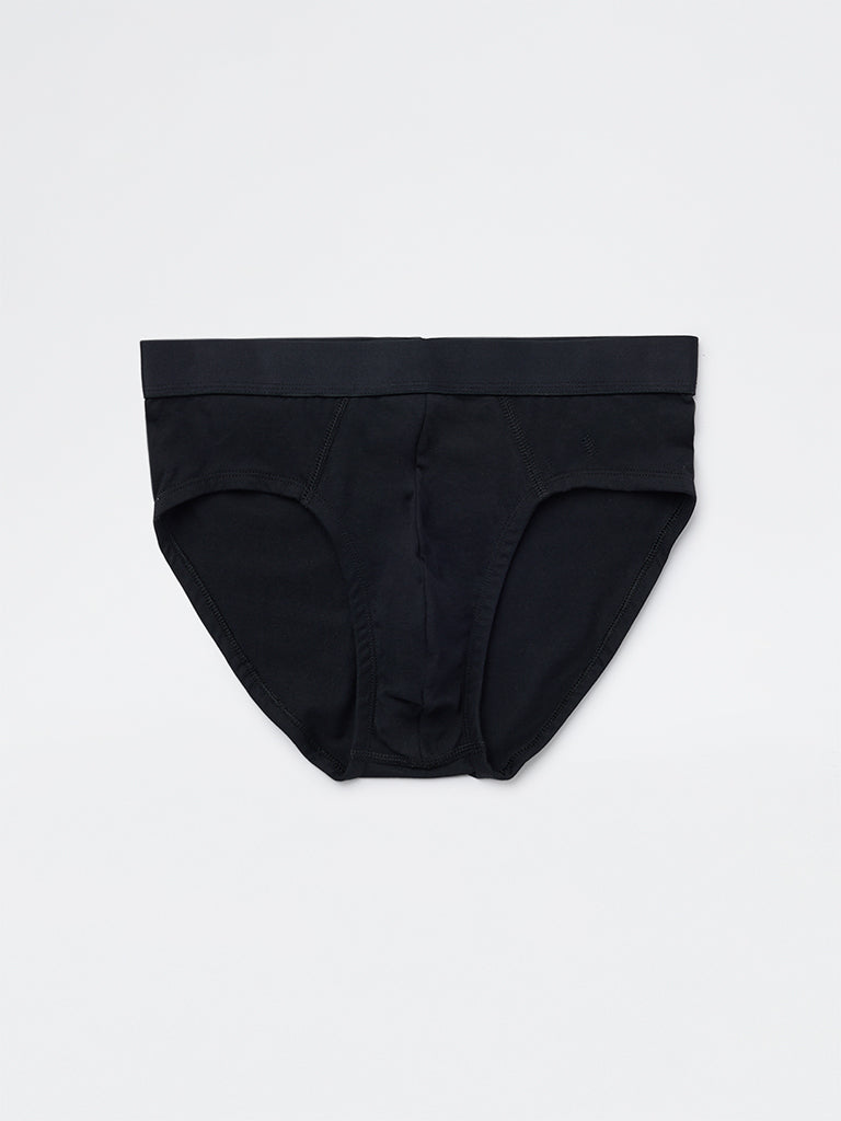 WES Lounge Green Striped Cotton-Blend Briefs - Pack of 3