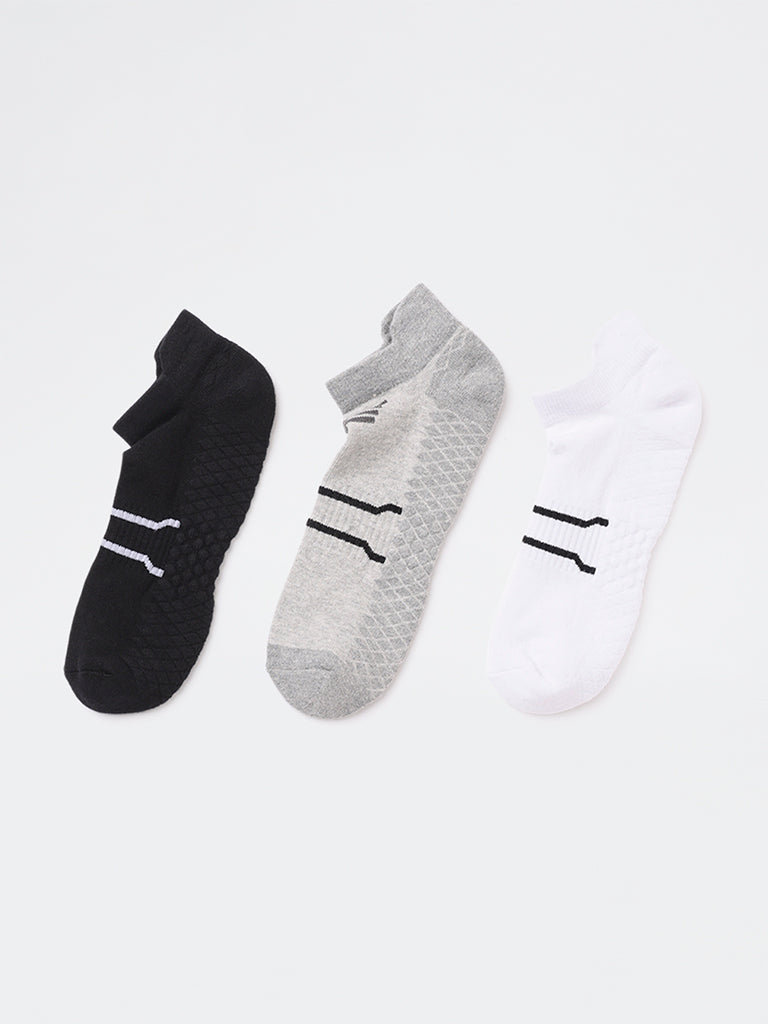 WES Lounge Grey Cotton-Blend Socks - Pack of 3
