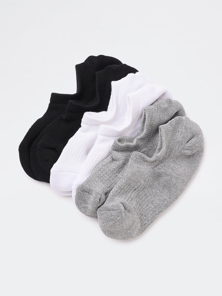 WES Lounge Black Cotton-Blend Socks - Pack of 3