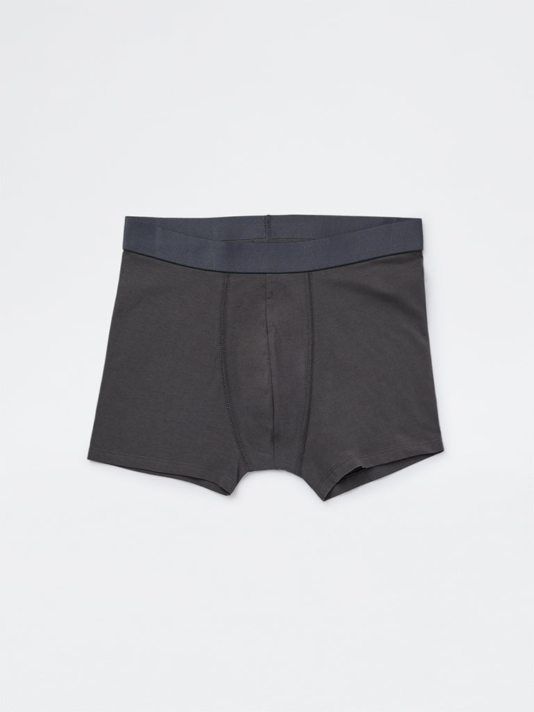 WES Lounge Grey Striped Cotton-Blend Trunks - Pack of 3
