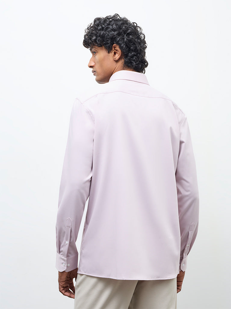 WES Formals Dusty Pink Solid Slim-Fit Shirt
