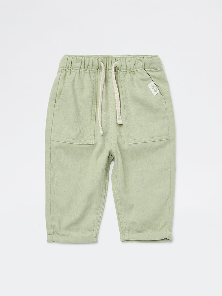 HOP Baby Boys Sage Mid-Rise Cotton-Blend Trousers