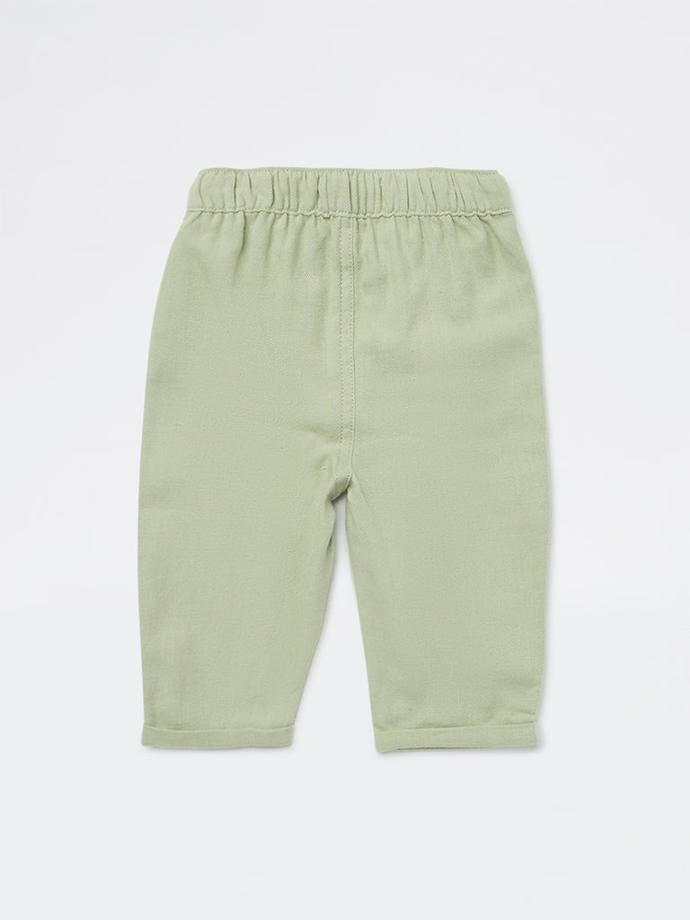 HOP Baby Boys Sage Mid-Rise Cotton-Blend Trousers