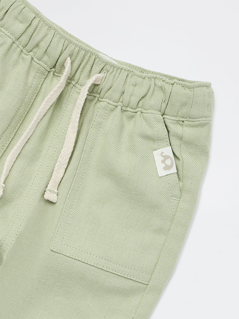 HOP Baby Boys Sage Mid-Rise Cotton-Blend Trousers