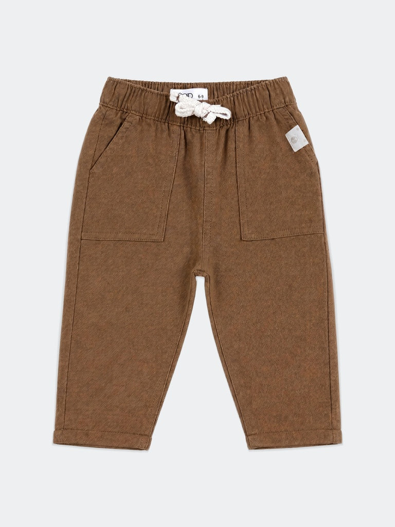 HOP Baby Boys Brown Cotton-Blend Trousers