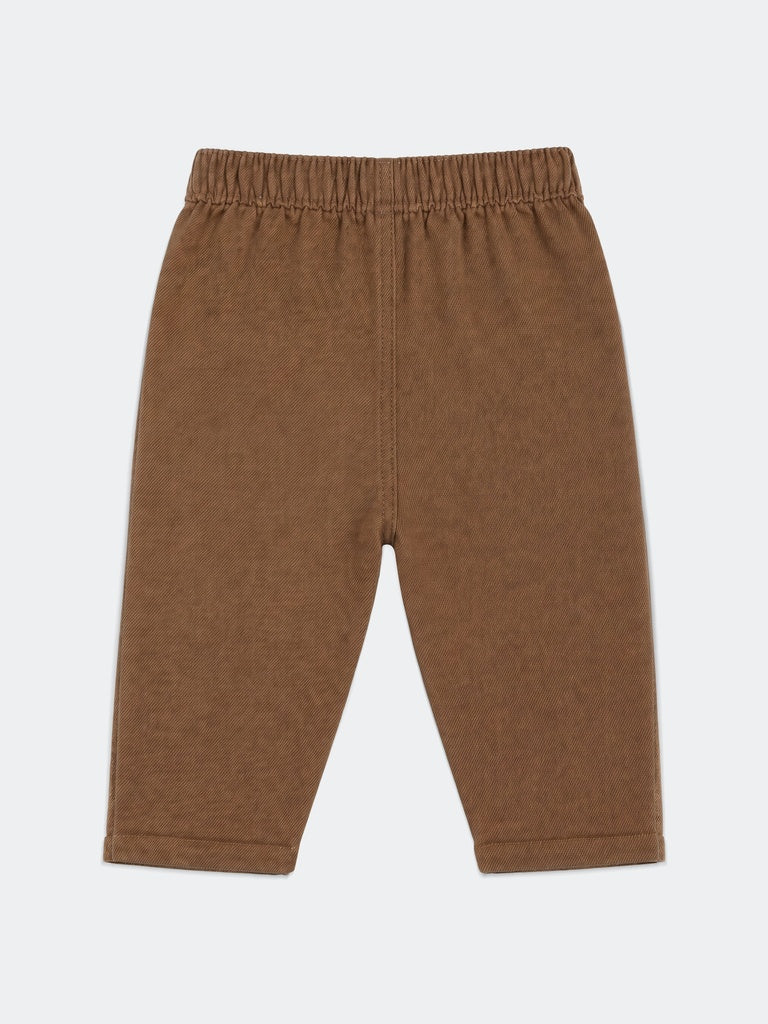 HOP Baby Boys Brown Cotton-Blend Trousers