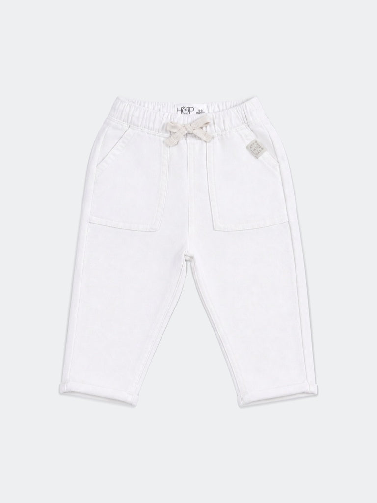 HOP Baby Boys Off-White Cotton-Blend Trousers