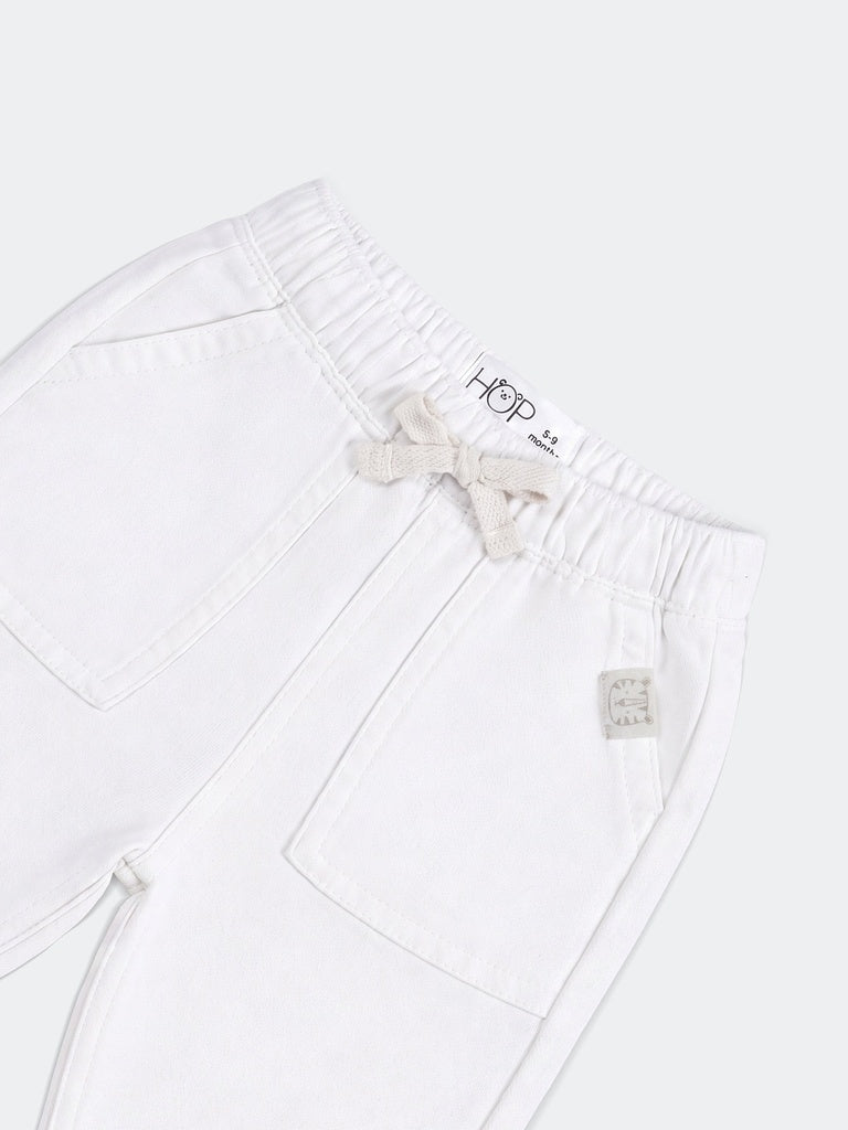 HOP Baby Boys Off-White Cotton-Blend Trousers