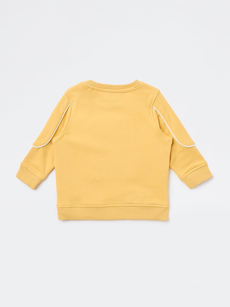 HOP Baby Boys Yellow Embroidered Cotton-Blend Sweatshirt