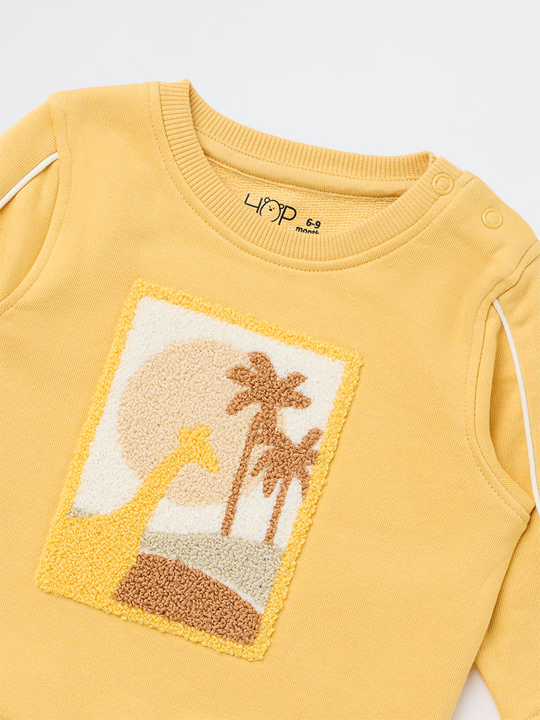 HOP Baby Boys Yellow Embroidered Cotton-Blend Sweatshirt