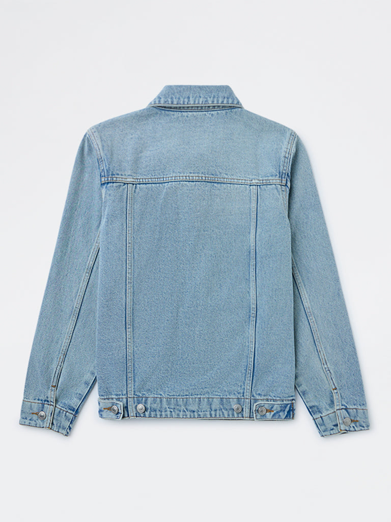 Y&F Kids Boys Blue Patch Detail Denim Jacket