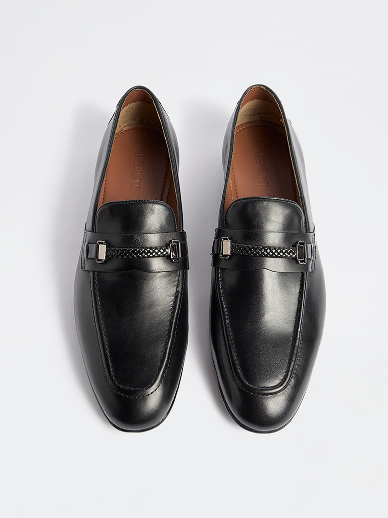 SOLEPLAY Black Braided Penny Loafers