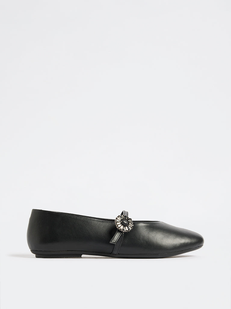 LUNA BLU Black Embellished Mary Jane Shoes