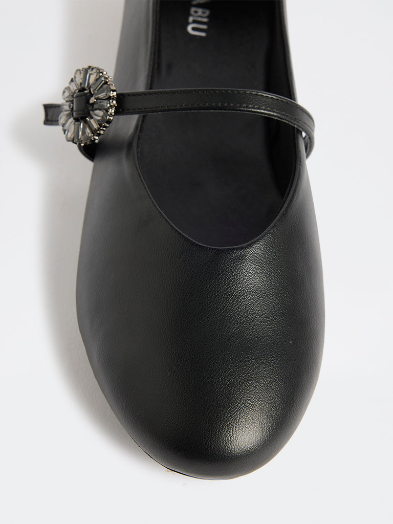 LUNA BLU Black Embellished Mary Jane Shoes