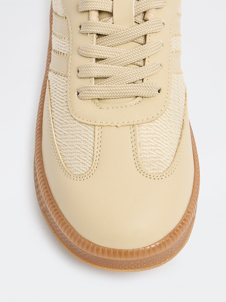 LUNA BLU Ivory Lace-Up Textured Sneakers