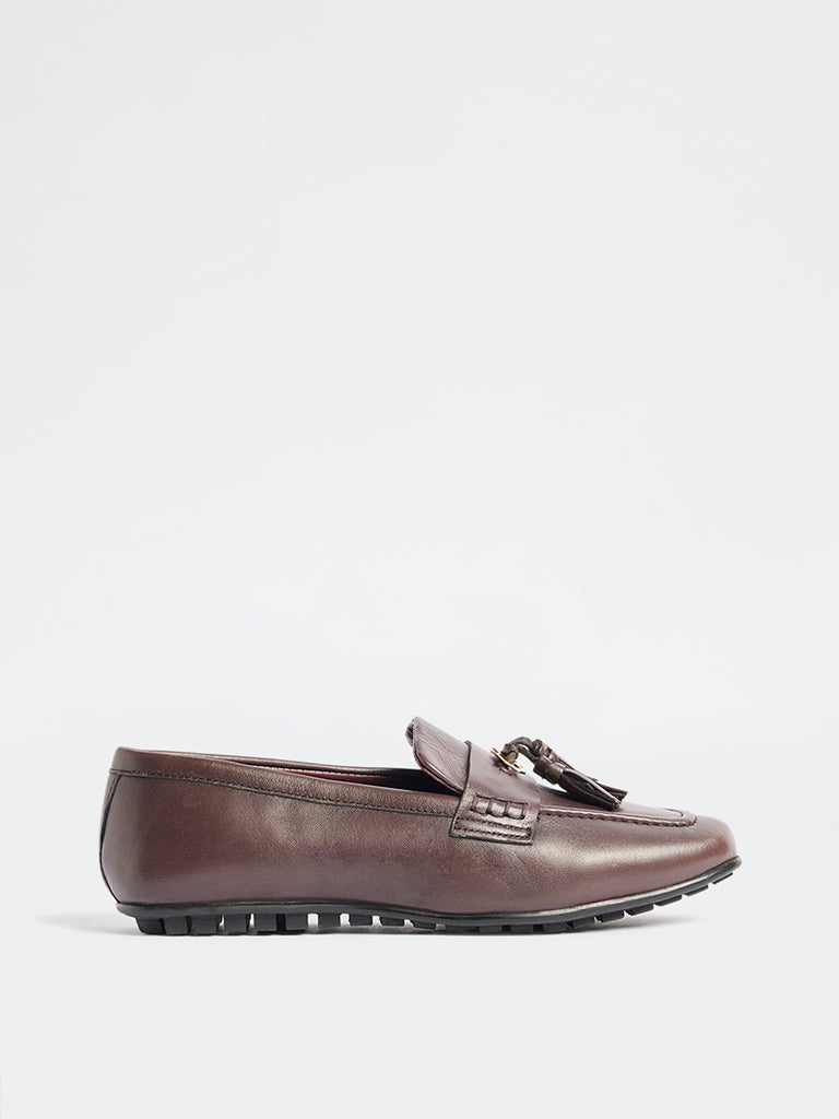 LUNA BLU Burgundy Tassel-Detailed Loafers