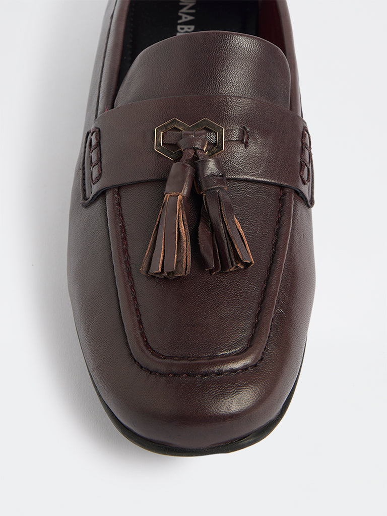 LUNA BLU Burgundy Tassel-Detailed Loafers