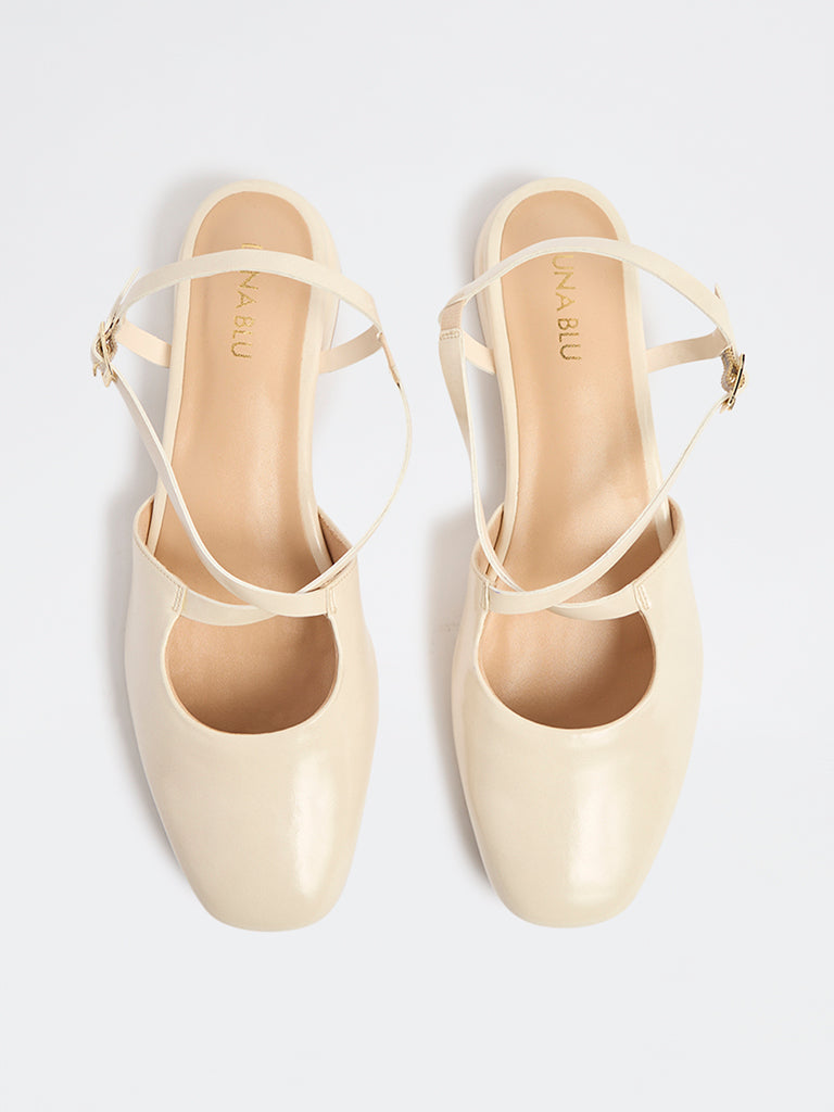 LUNA BLU Ivory Slingback Mules