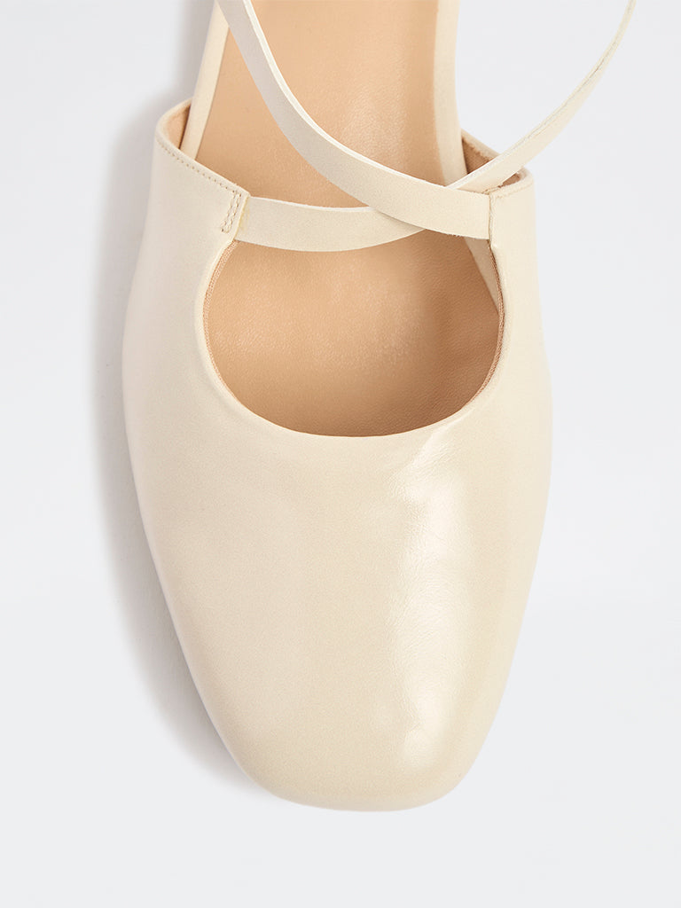 LUNA BLU Ivory Slingback Mules