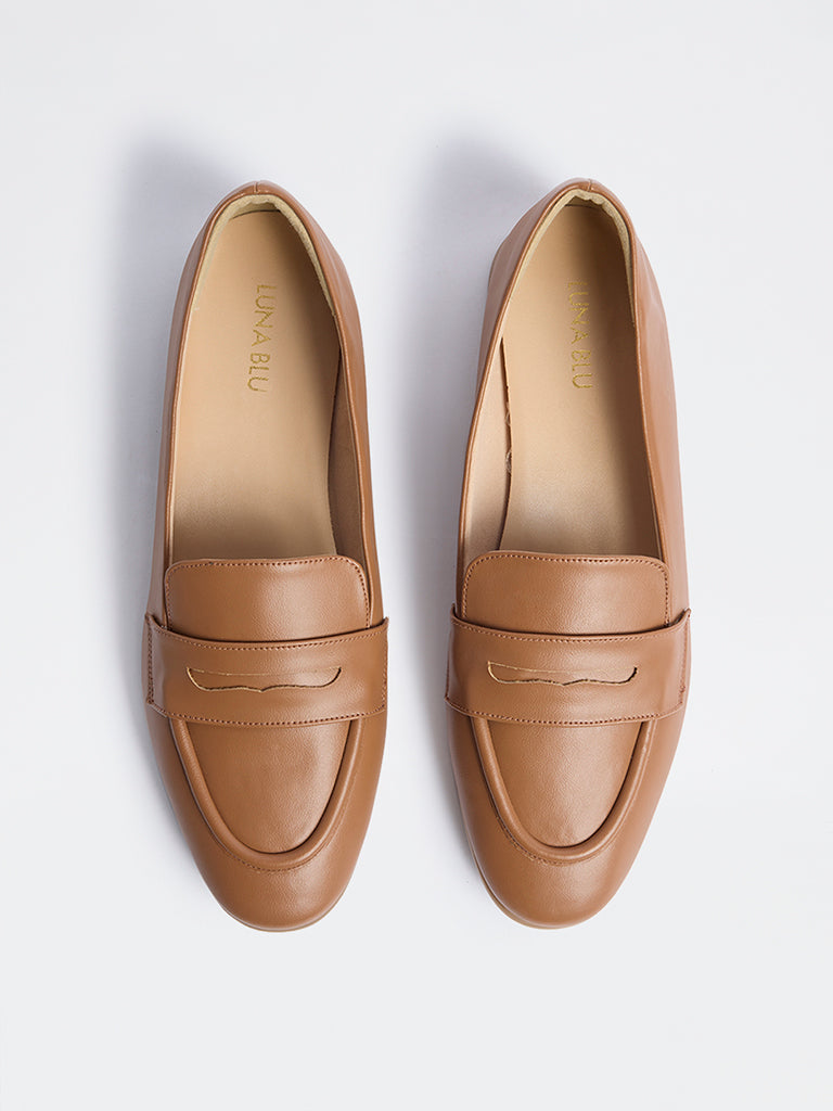 LUNA BLU Tan Saddle Loafers