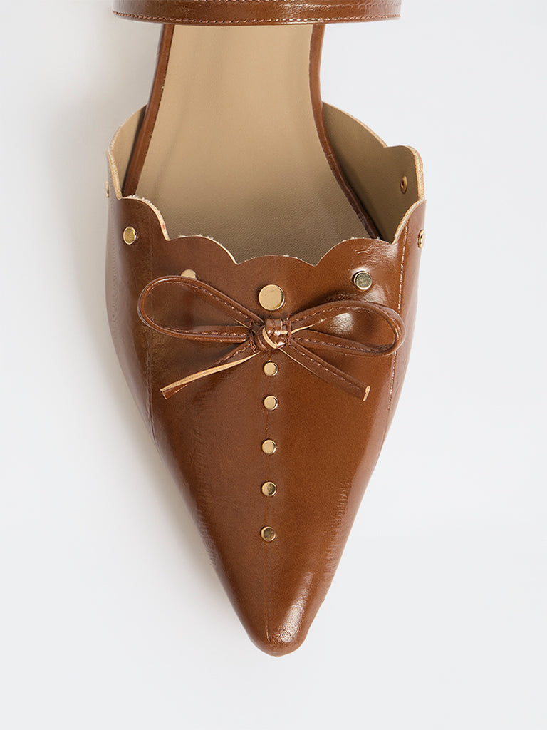 LUNA BLU Brown Pointed Toe Mules
