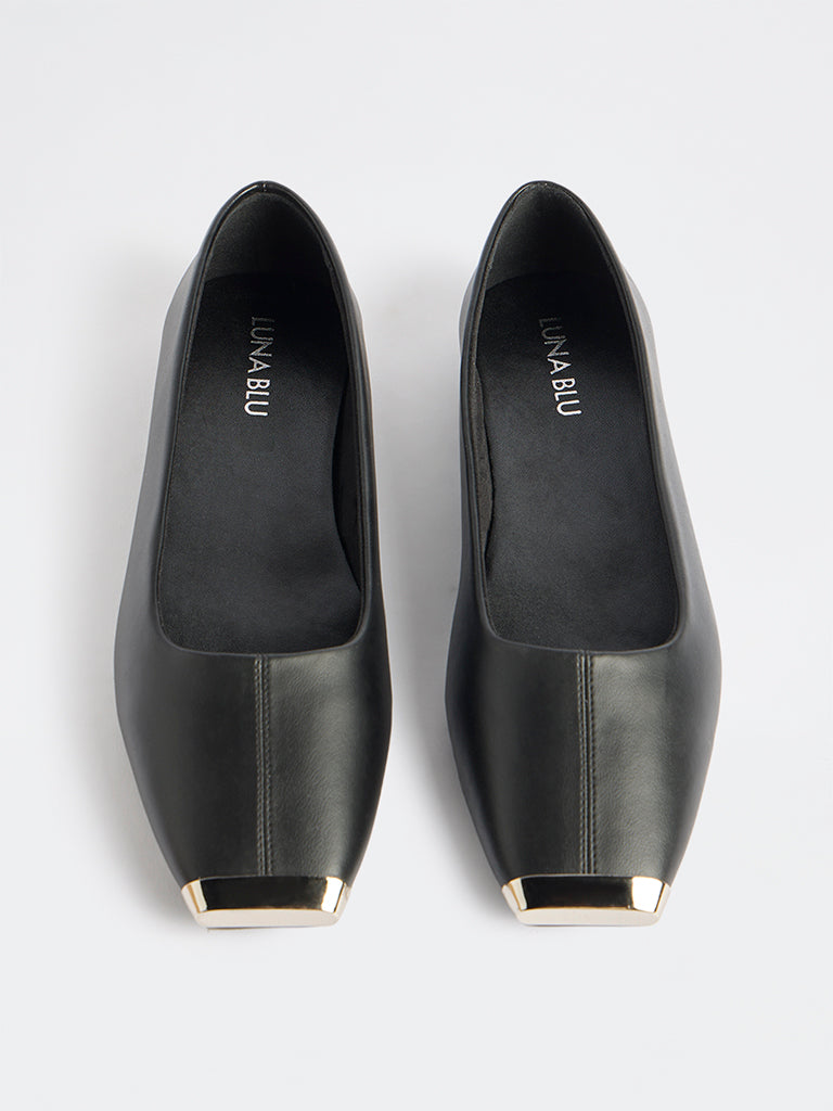 LUNA BLU Black Top Square Toe Loafers