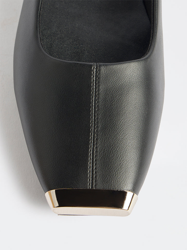 LUNA BLU Black Top Square Toe Loafers