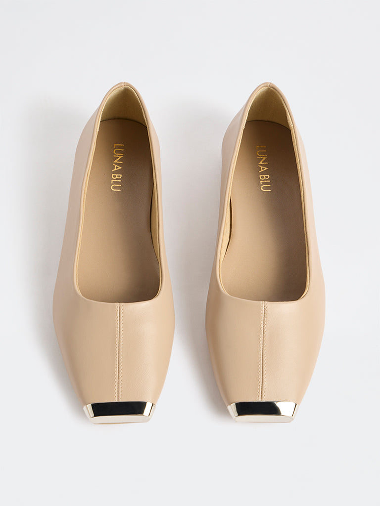 LUNA BLU Taupe Top Square Toe Loafers
