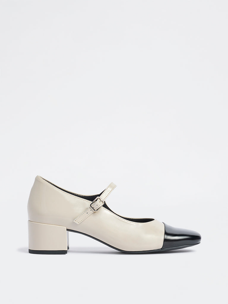 LUNA BLU Ivory Colour-Block Mary Jane Shoes