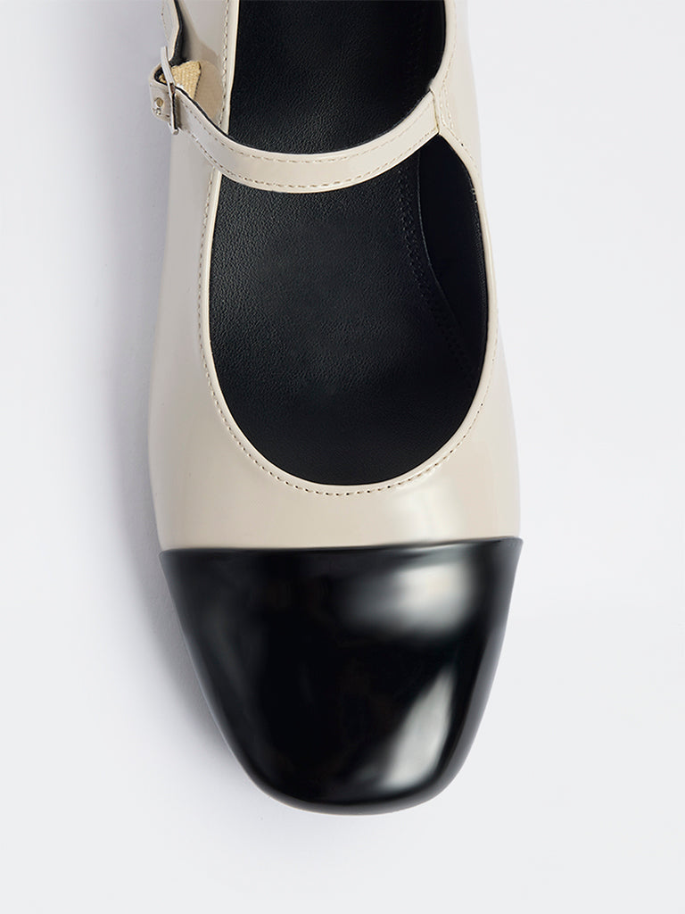 LUNA BLU Ivory Colour-Block Mary Jane Shoes