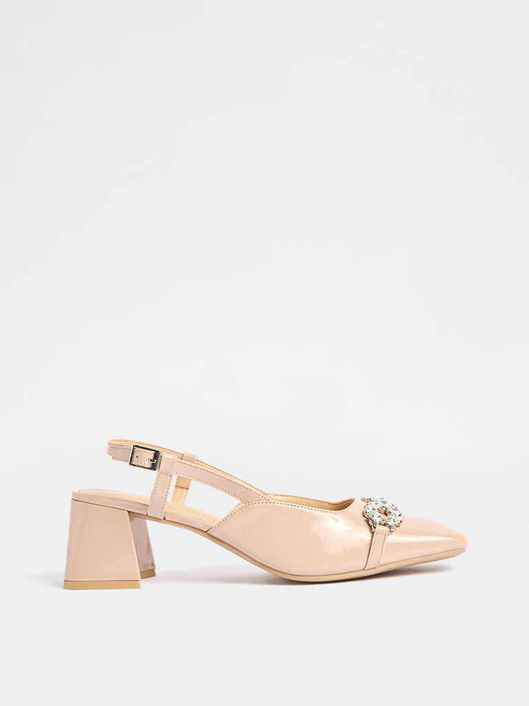LUNA BLU Pink Diamante Embellished Slingback Mules