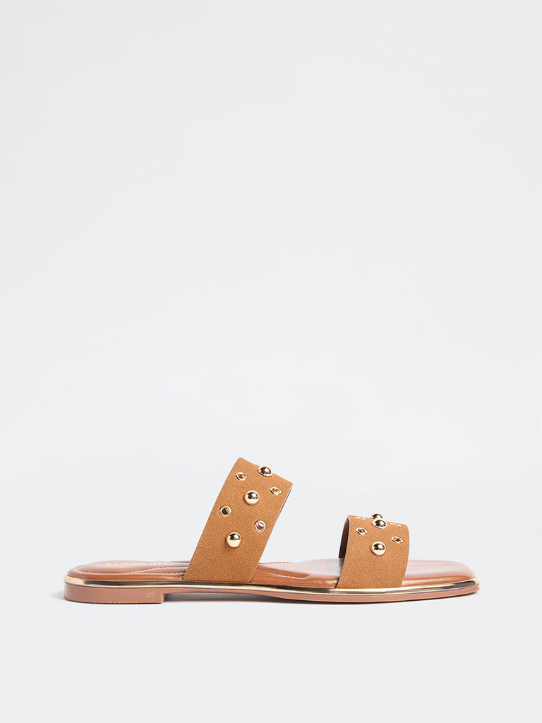 LUNA BLU Tan Metallic Detailed Slides