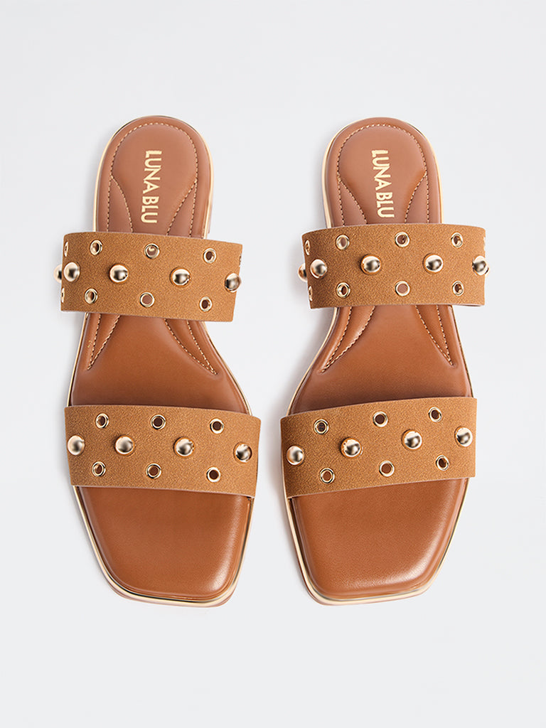 LUNA BLU Tan Metallic Detailed Slides