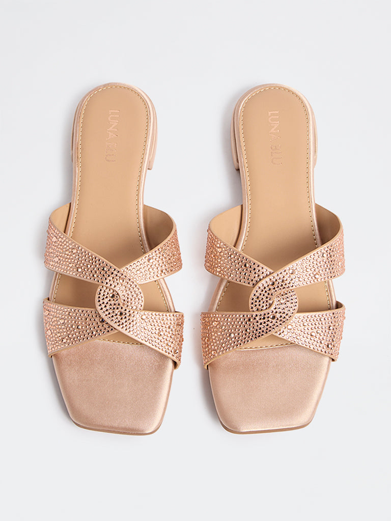 LUNA BLU Blush Pink Embellished Sandals