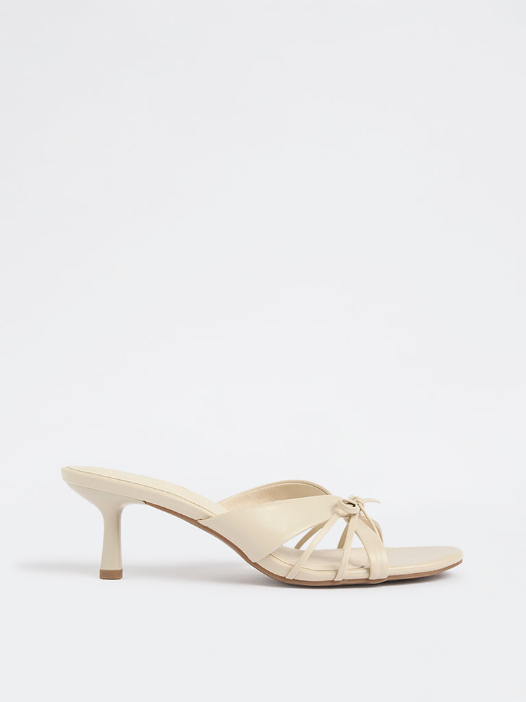 LUNA BLU Ivory Multi-Strap Bow-Detail Heel-Sandals